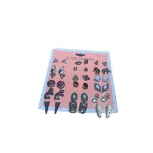 18 Pair Pierced Earring Set Western Pearl Geometric Shape Animals